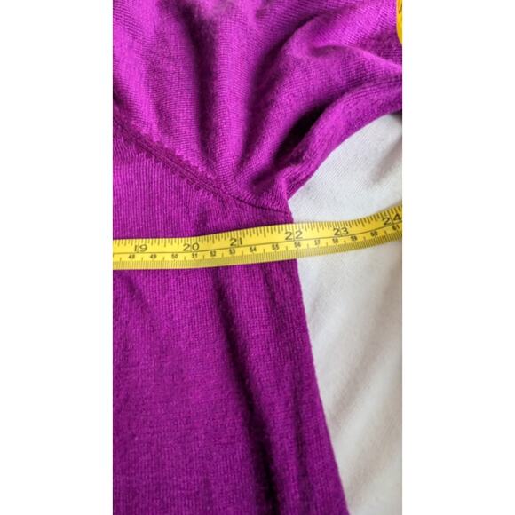 Apt 9 Deep Magenta/Plum V-Neck Tunic Sweater Split Hem Large fine knit EUC - Picture 7 of 9